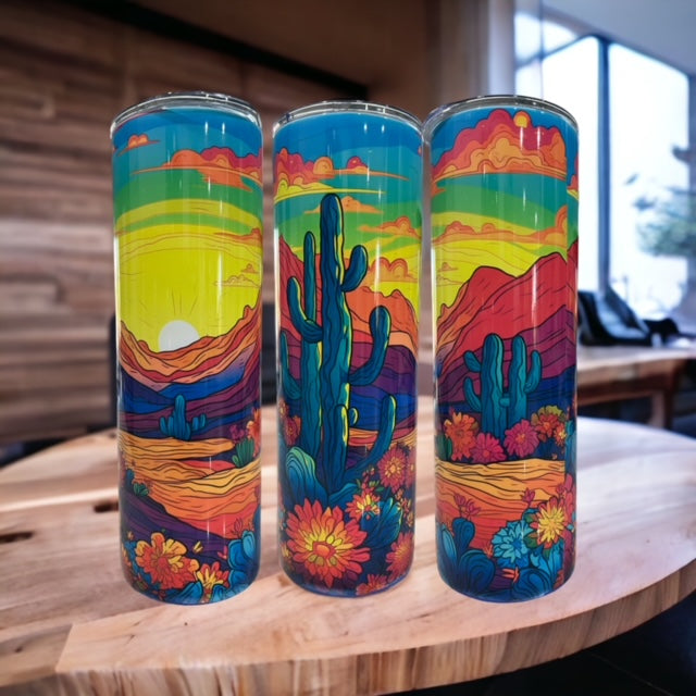 NEW 30oz Cactus Landscape tumbler, Beautiful Landscape Design Tumbler, Arizona Landscape Tumbler