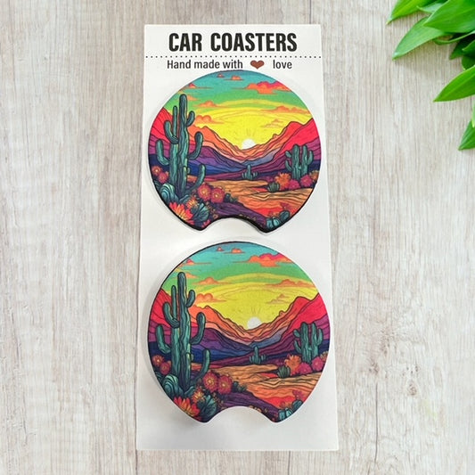Arizona Landscape Coaster Set | New Car Gift | Coworker Gift | Cute Car Accessory | Cup Holder Coaster | Fun Car Gift