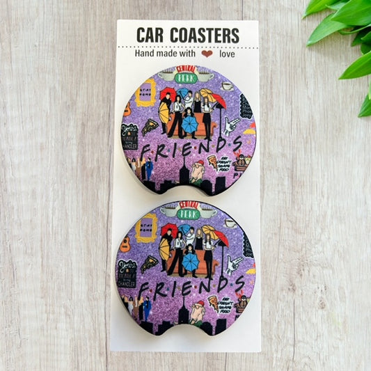 90s Funny Sitcom Car Coaster Set | New Car Gift | Coworker Gift | Cute Car Accessory | Cup Holder Coaster | Fun Car Gift