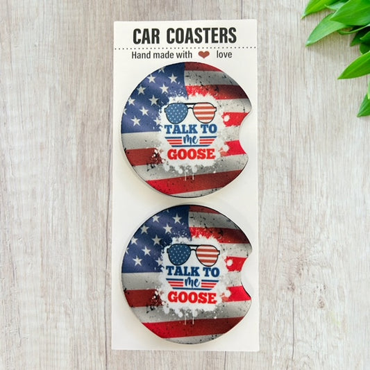 Talk To Me Goose Car Coaster Set| Aviation| New Car Gift | Coworker Gift | Cute Car Accessory | Cup Holder Coaster | Fun Car Gift