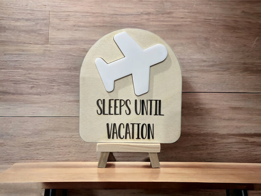 Sleeps Until Vacation Countdown Sign w/stand | Dry Erase | Gift Set| Vacation Countdown