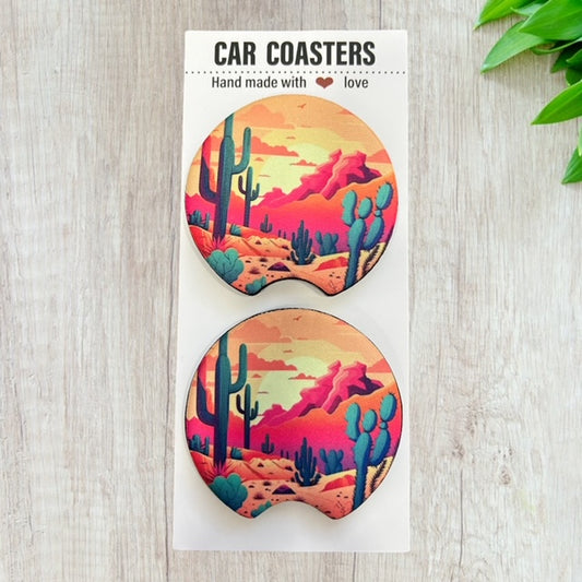 Arizona Landscape Coaster Set | New Car Gift | Coworker Gift | Cute Car Accessory | Cup Holder Coaster | Fun Car Gift